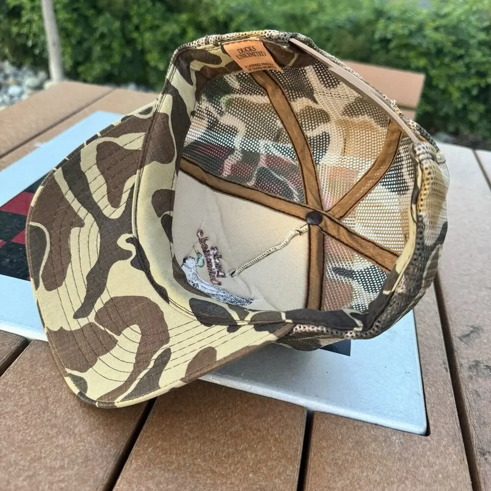Vintage Ducks Unlimited Camo Cap Hat Snapback Hunting Trucker Camouflage Youngan - Picture 5 of 8